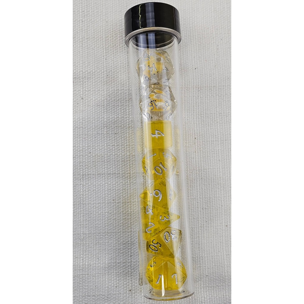 Sirius Dice Honey Bees 7 Piece RPG Dice Set‎ Yellow Clear Resin w Bee Inclusion